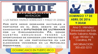 Puerto Rico: Anuncian 2do Debate Político con candidatos diputado ultramar